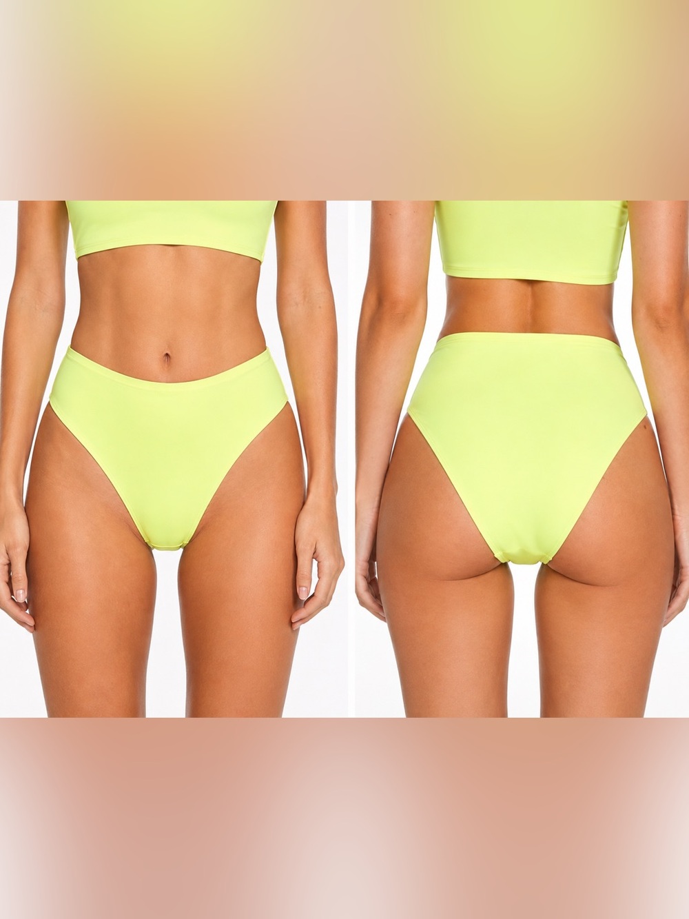 Good American Neon Lime Bikini Bottom Size 2 Medium NWOT High Leg Swim